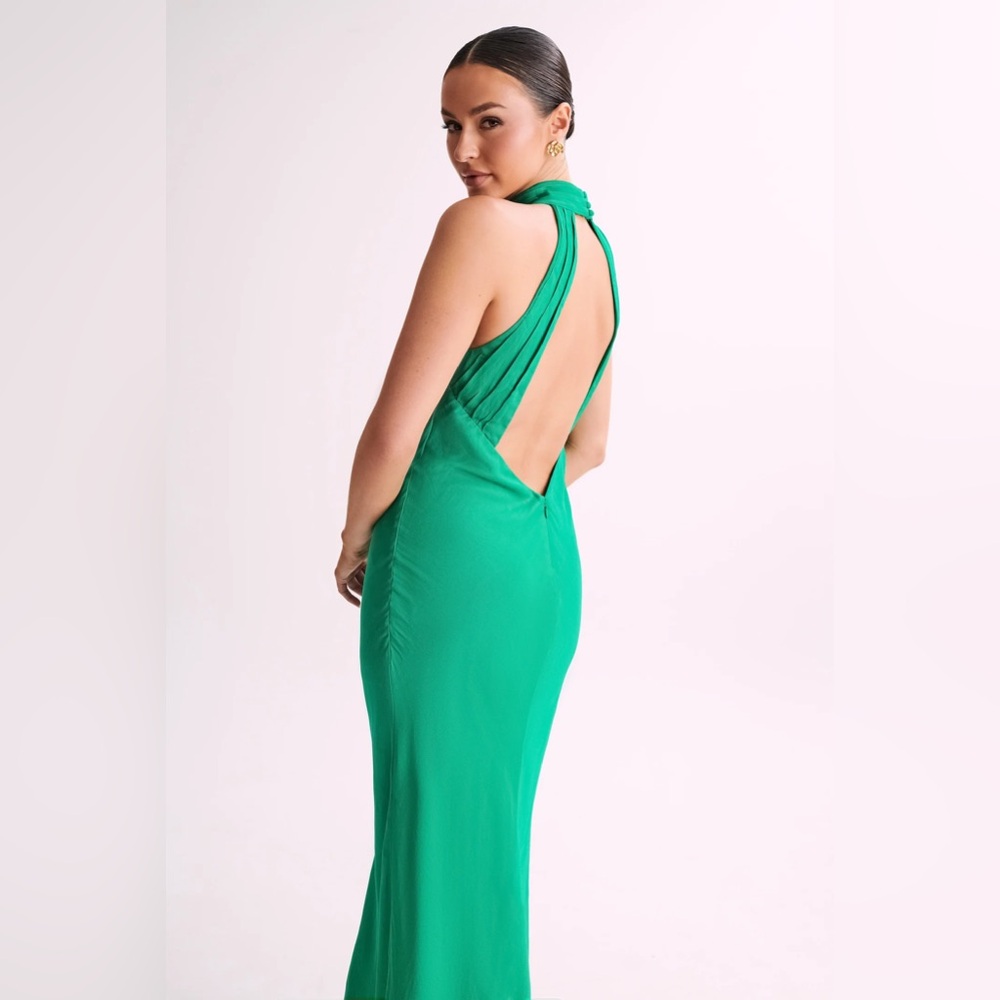 Claire Satin Drape Back Maxi Dress - Picture 3 of 14